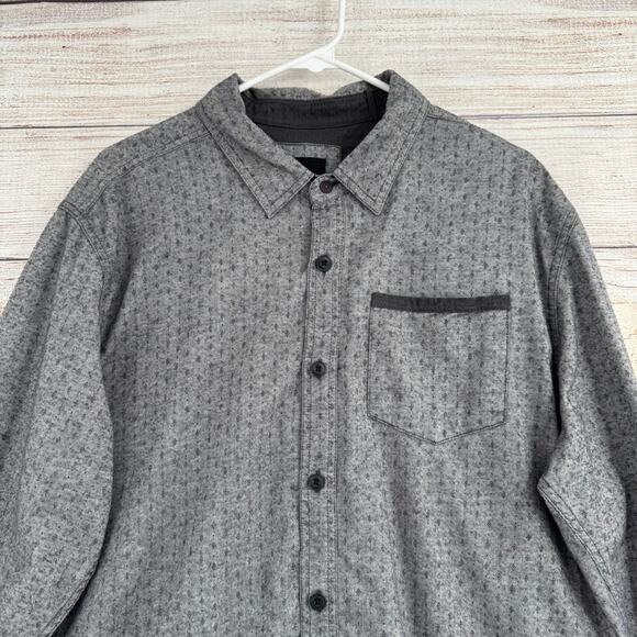 prAna Dover Button Down Shirt Mens XL Gray Geometric Print Long Sleeve - Picture 3 of 12